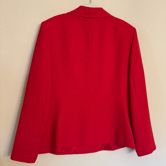 KASPER Red Fully Lined BLAZER & FLARE SKIRT SUIT Set Size 18 Business Career - Picture 4 of 16